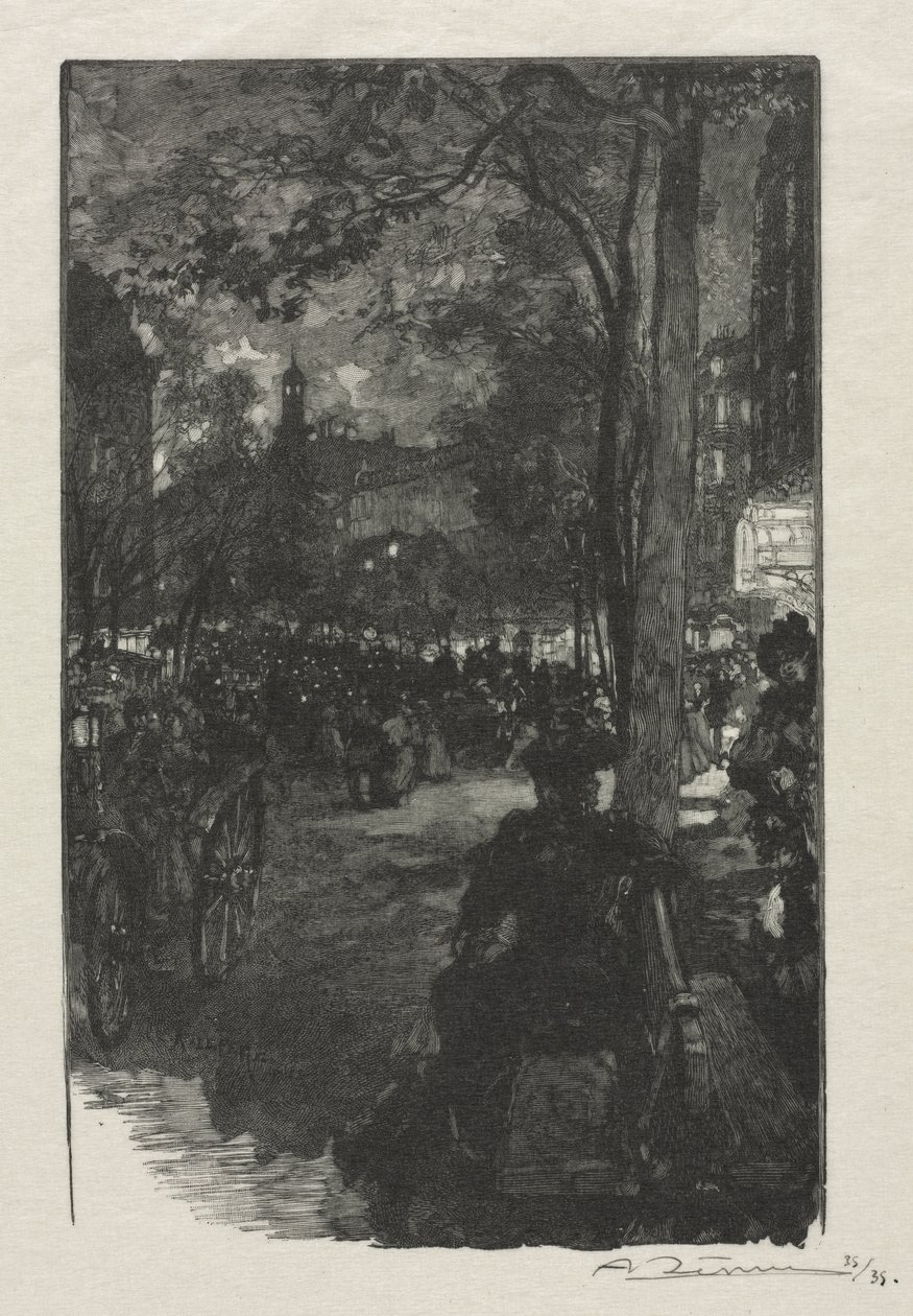 Boulevard Montmartre, aften af Auguste Louis Lepère