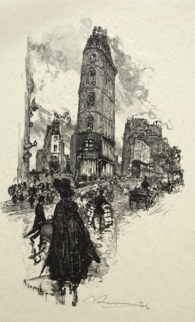 Hjørne af Moon Street af Auguste Louis Lepère