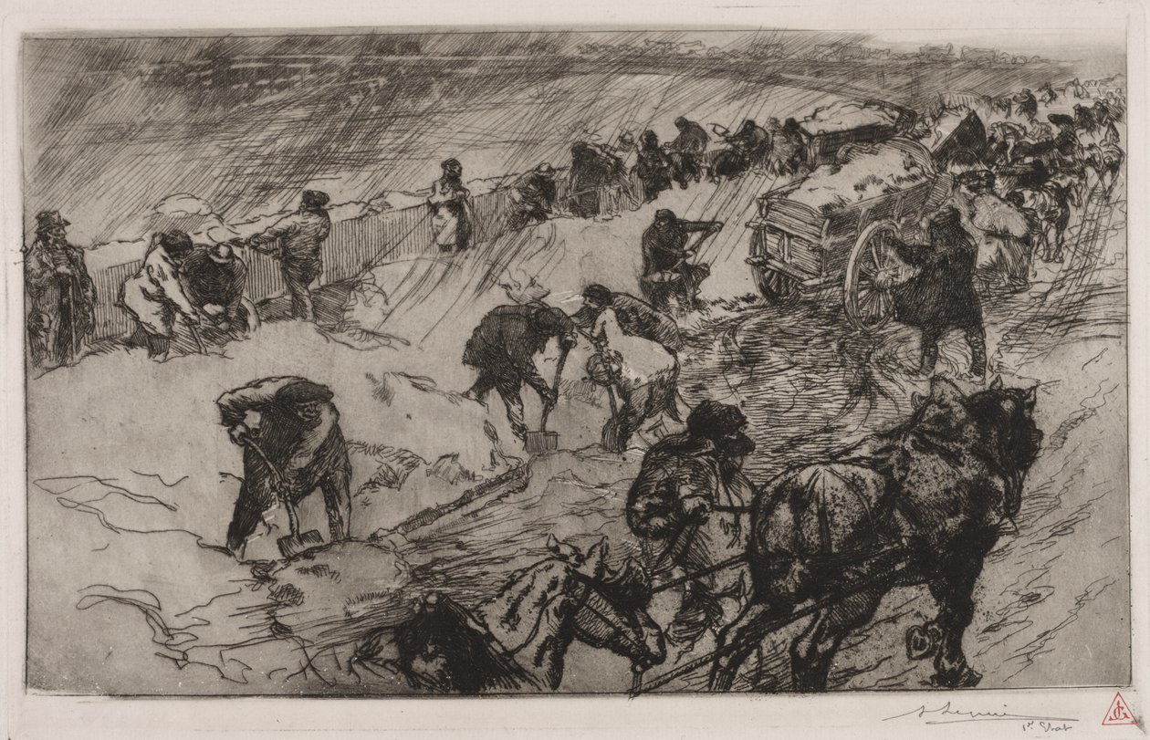 Kæmp mod sneen, Quai aux Fleurs af Auguste Louis Lepère