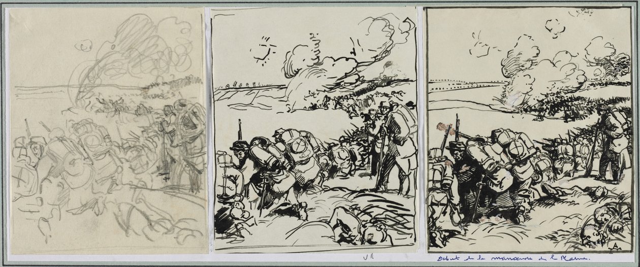 Start af Marne-manøvren, 1914. af Auguste Louis Lepère