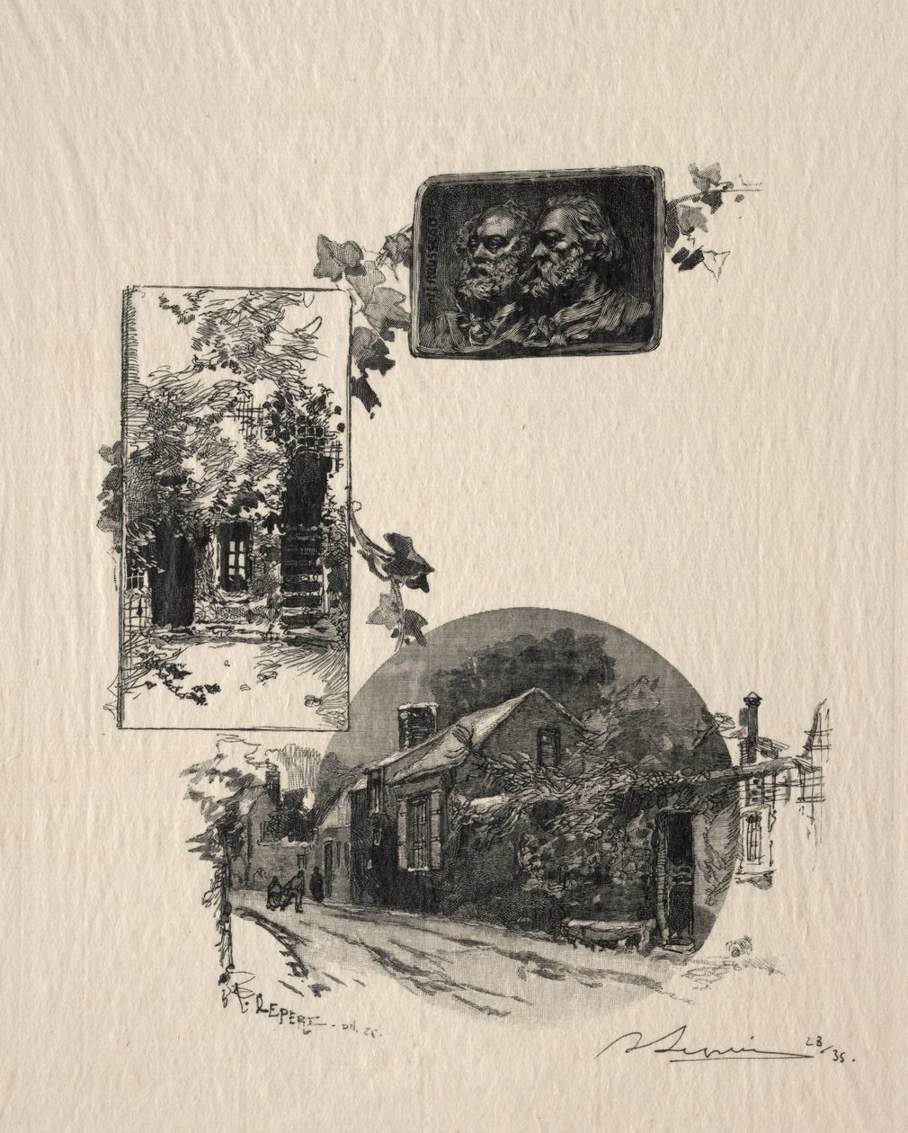 Indgang til Rousseau-værkstedet og Maison de Millet af Auguste Louis Lepère