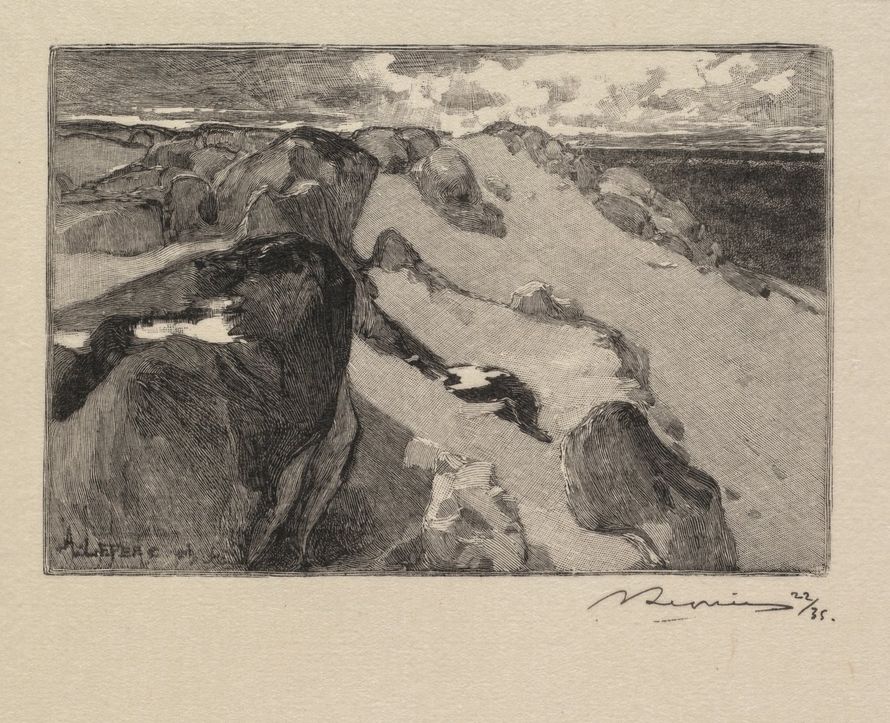 Fontainebleau Skov: Arbonne, Le Gros Sablon The Forest of Fontainebleau..., 1890. af Auguste Louis Lepère