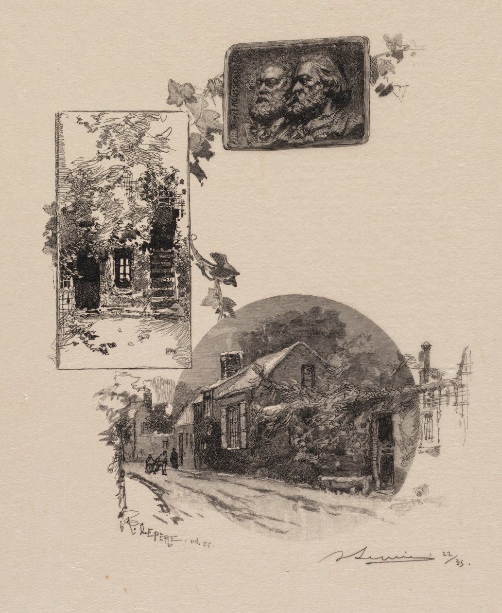Fontainebleau Forest: Adgang til Rousseaus Studio og Millet Home La Forêt de Fontainebleau..., af Auguste Louis Lepère