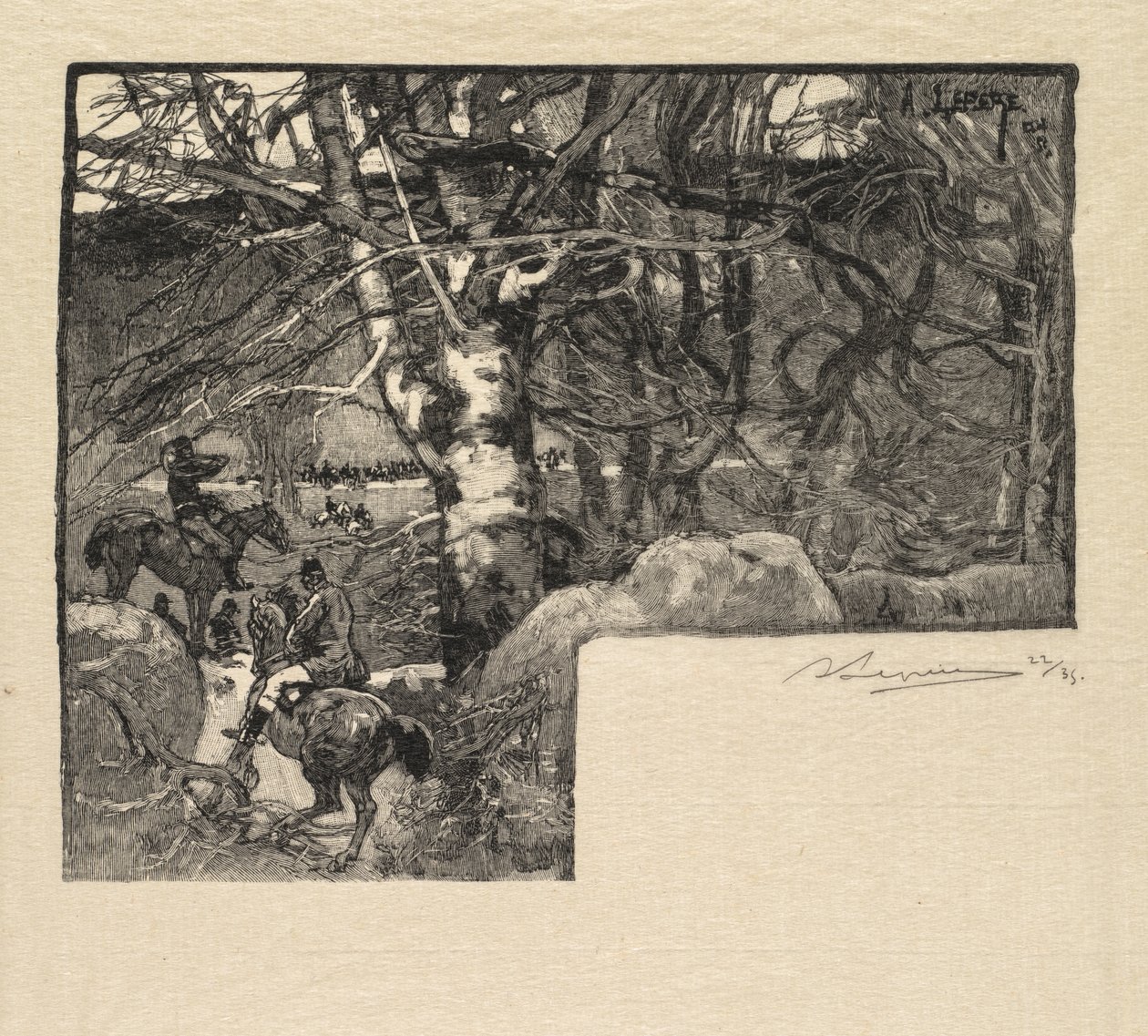 Fontainebleau-skoven: Kør til hundene ved Mont-Gérard af Auguste Louis Lepère