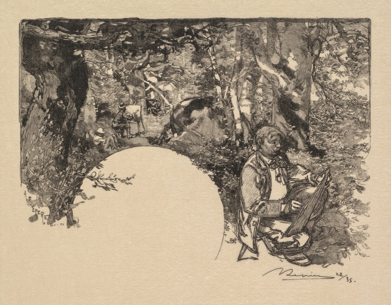 Fontainebleau Forest: The Painters The Forest of Fontainebleau: The Painters, 1890. af Auguste Louis Lepère