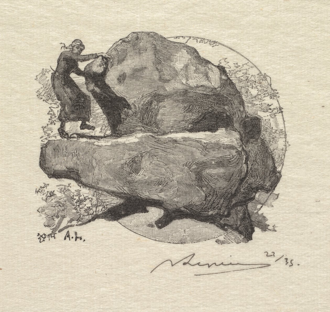Fontainebleau Forest: The Trembling Rock af Auguste Louis Lepère