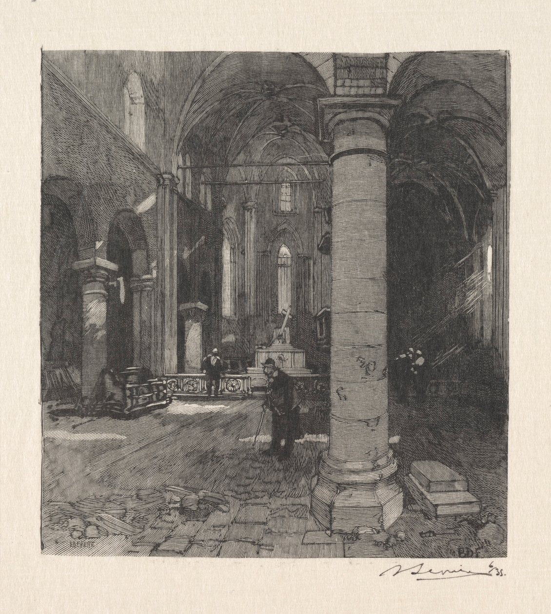 Kirkens indre. af Auguste Louis Lepère