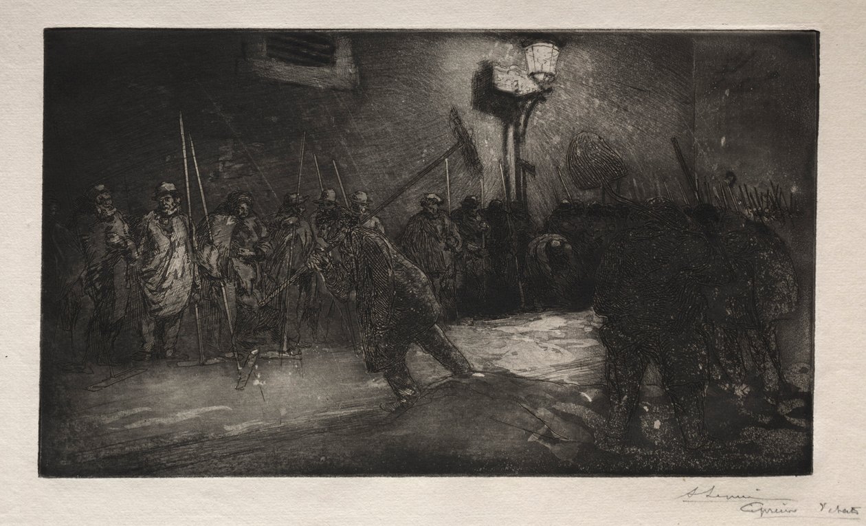 Nattens fejemands kald, 1890. af Auguste Louis Lepère