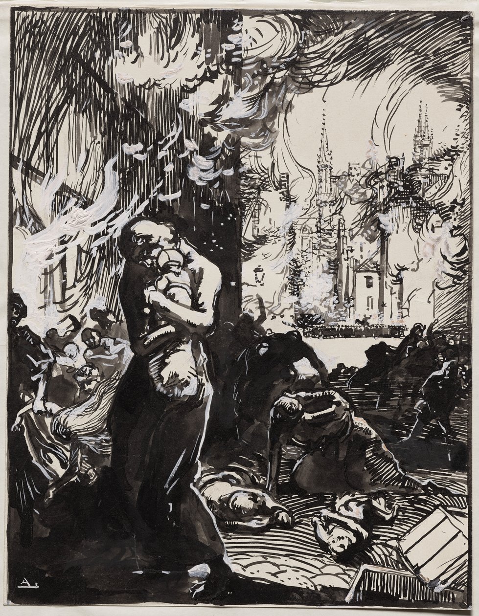 Ilden i Louvain af Auguste Louis Lepère