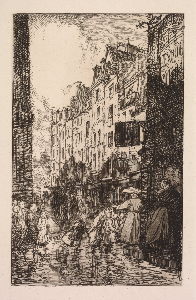 La Biévre, Les Gobelins, Saint-Séverin: Saint-Séverin-distriktet: Rue des Prêtres Saint-Séverin af Auguste Louis Lepère