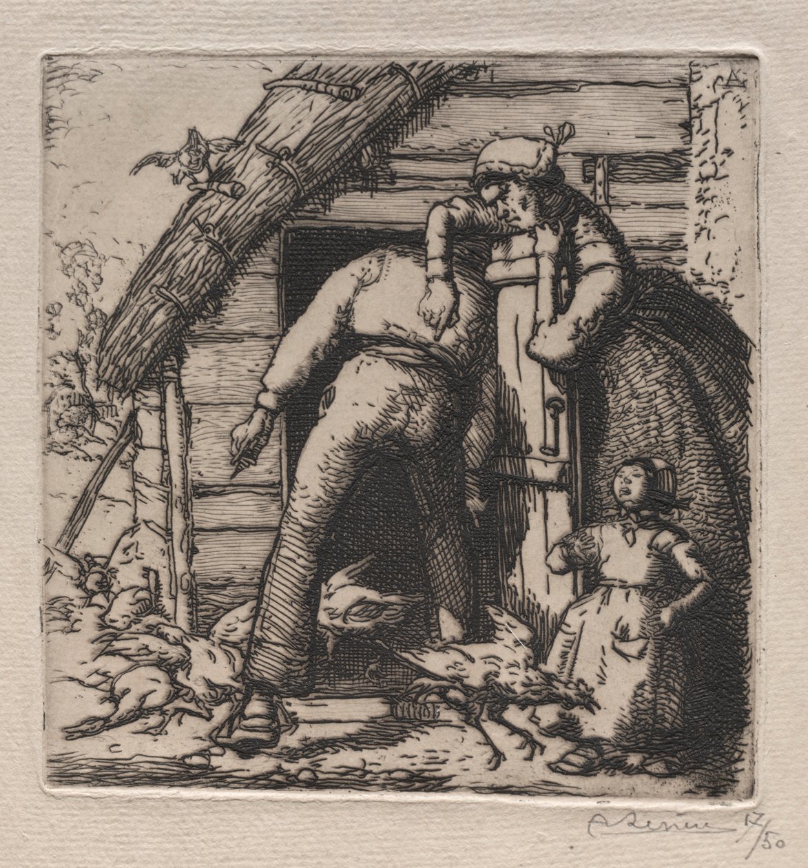 Hønsegården fanger den største. af Auguste Louis Lepère