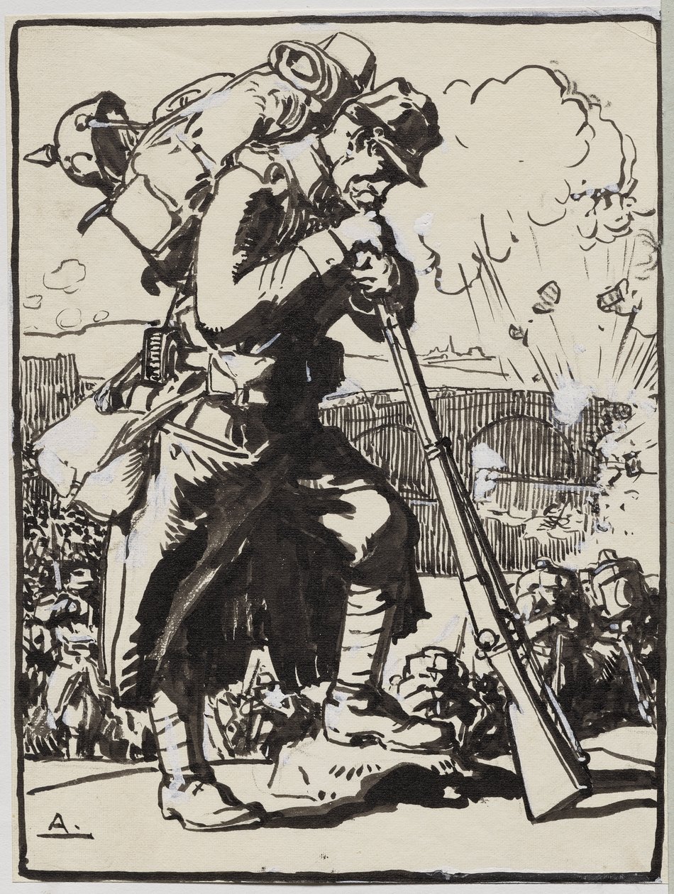 Tilbagetoget efter Charleroi... af Auguste Louis Lepère