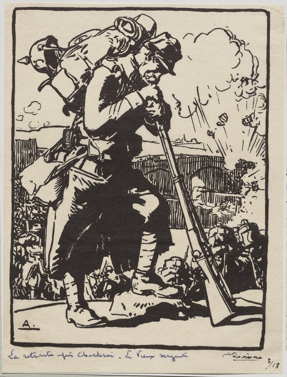 Tilbagetoget efter Charleroi... af Auguste Louis Lepère