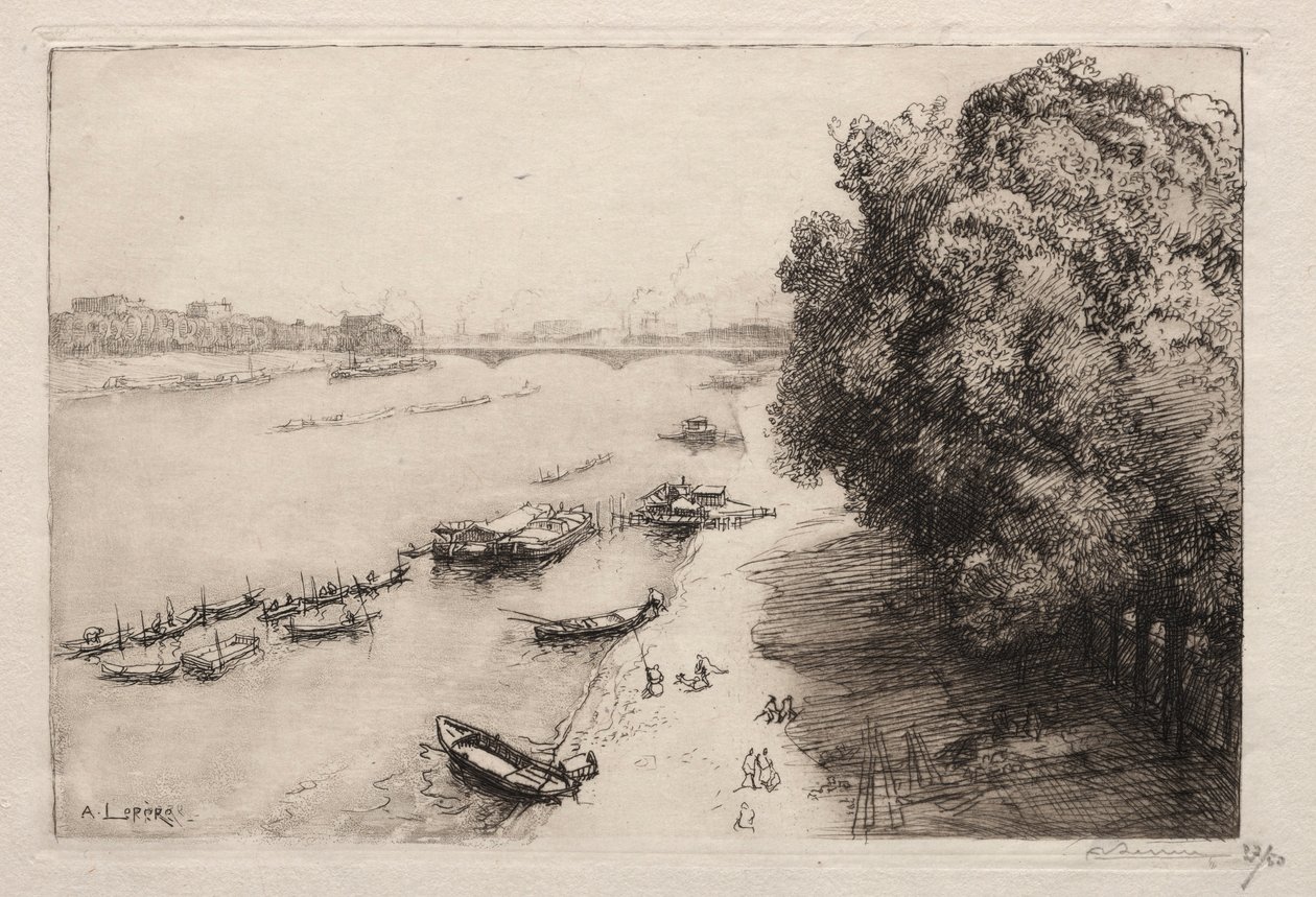 Seinen ved Pont Nationale, 1914. af Auguste Louis Lepère