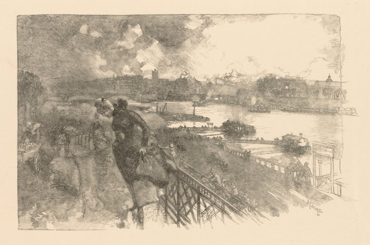 Seinen ved Pont dAusterlitz, 1866. af Auguste Louis Lepère