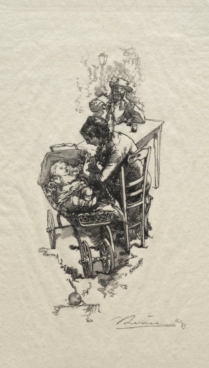 Kvinden i vuggen. af Auguste Louis Lepère