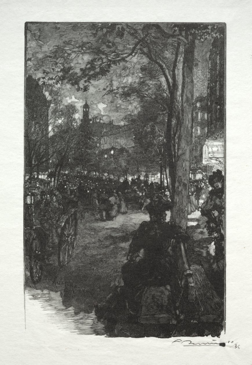 Boulevard Montmartre, aften af Auguste Louis Lepère