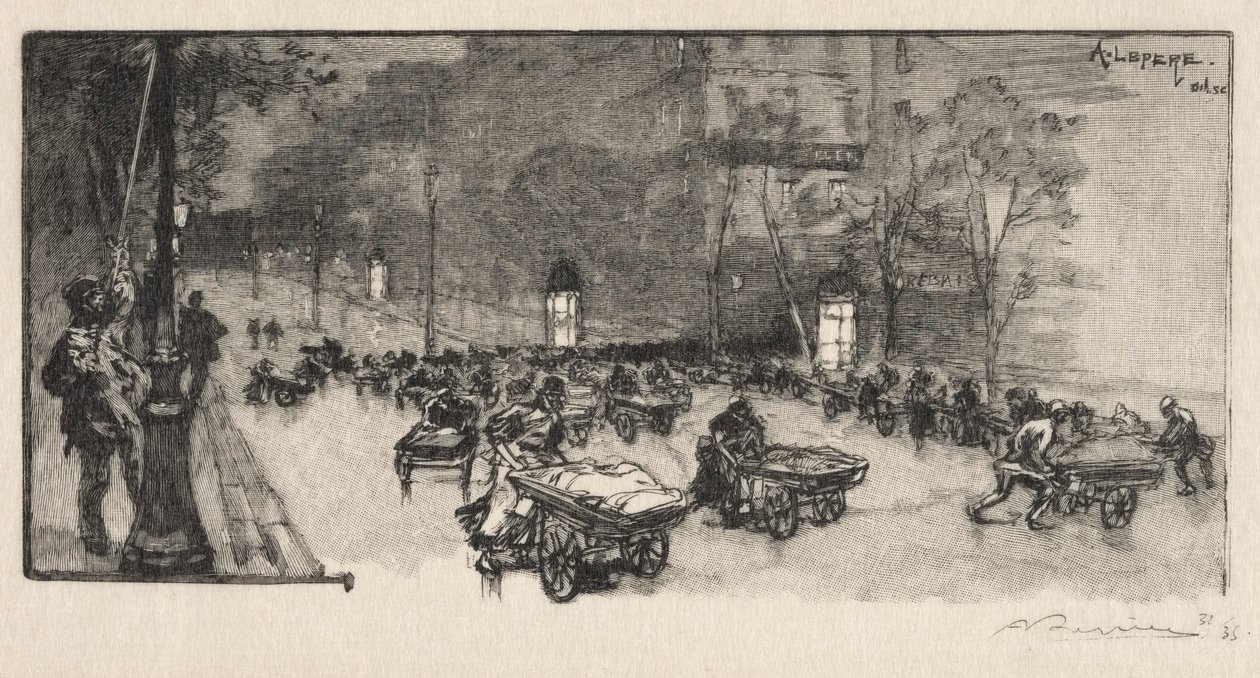 Boulevarden, på hjørnet af Faubourg Montmartre, 1890. af Auguste Louis Lepère