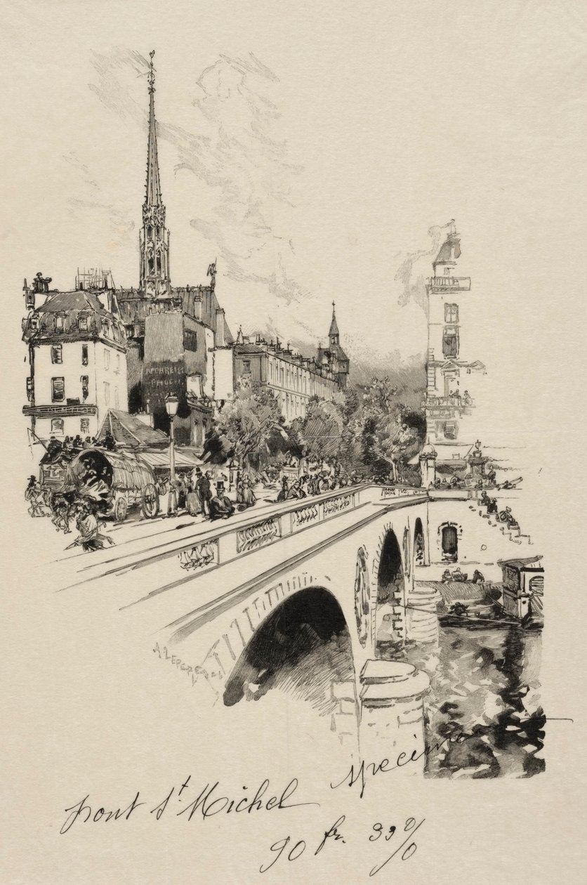 Pont St. Michel. af Auguste Louis Lepère