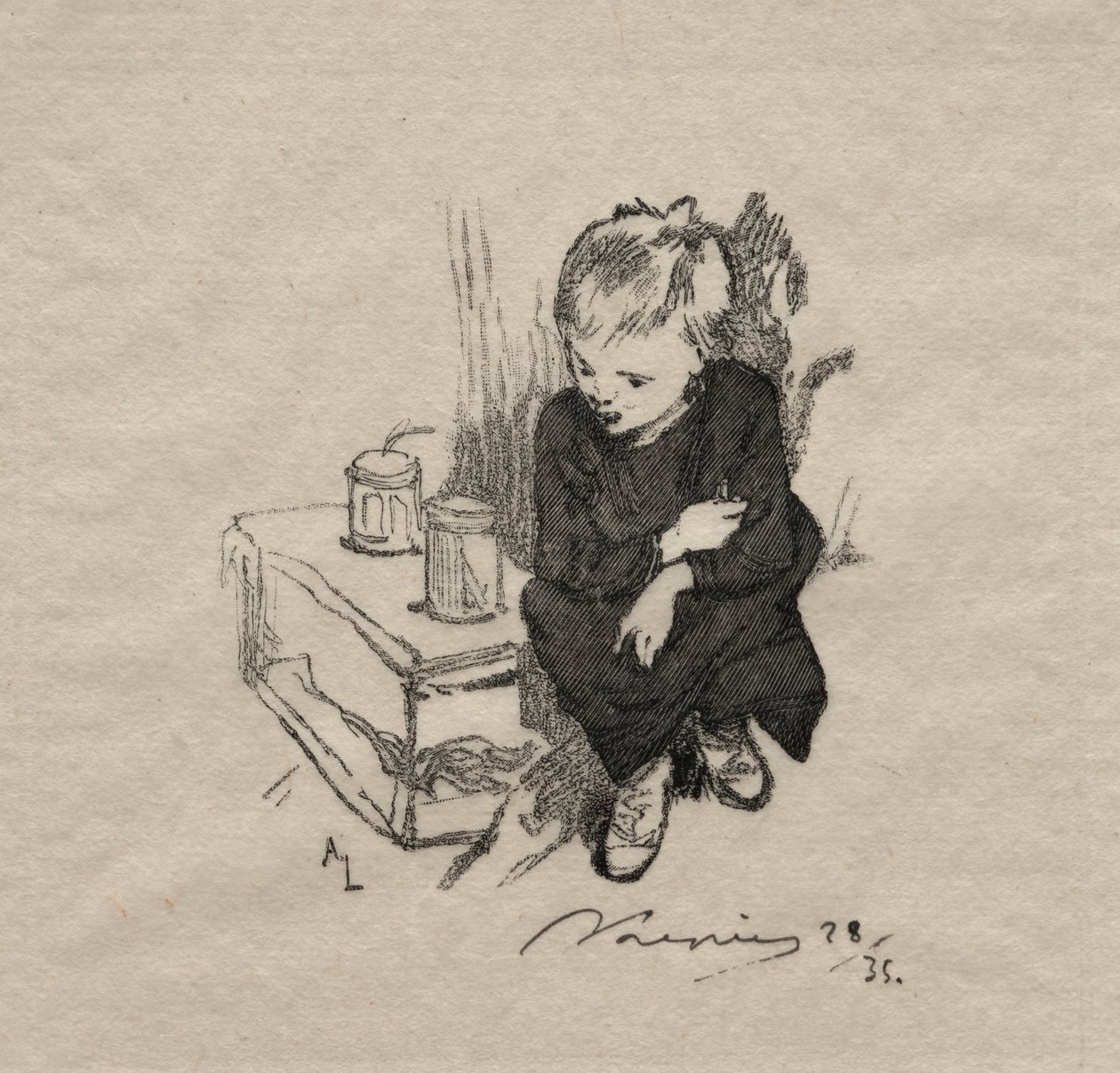 Drengen har en dreng, 1889. af Auguste Louis Lepère