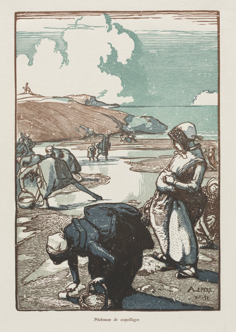 The Pignon Fisherwomen, Saint-Jean-de-Mont, 1903. af Auguste Louis Lepère