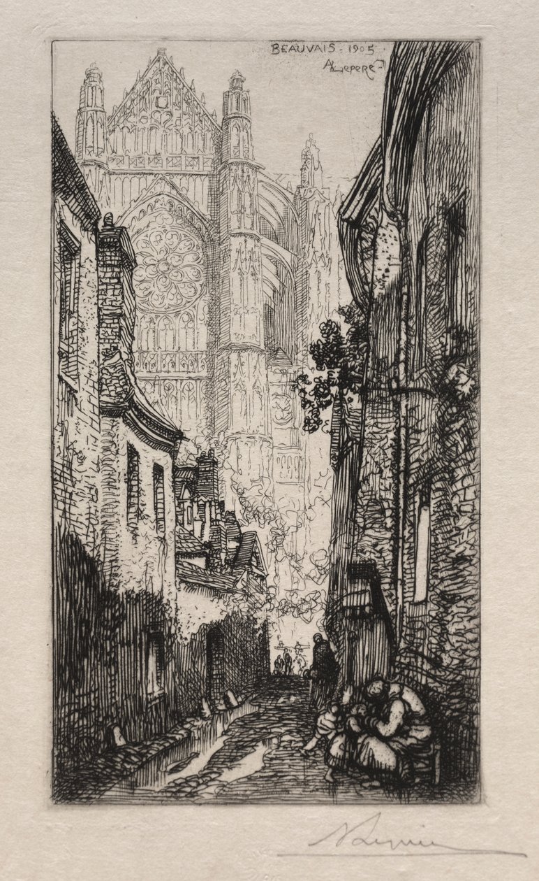 Narrow Street, Beauvais (An Alley, Beauvais) af Auguste Louis Lepère