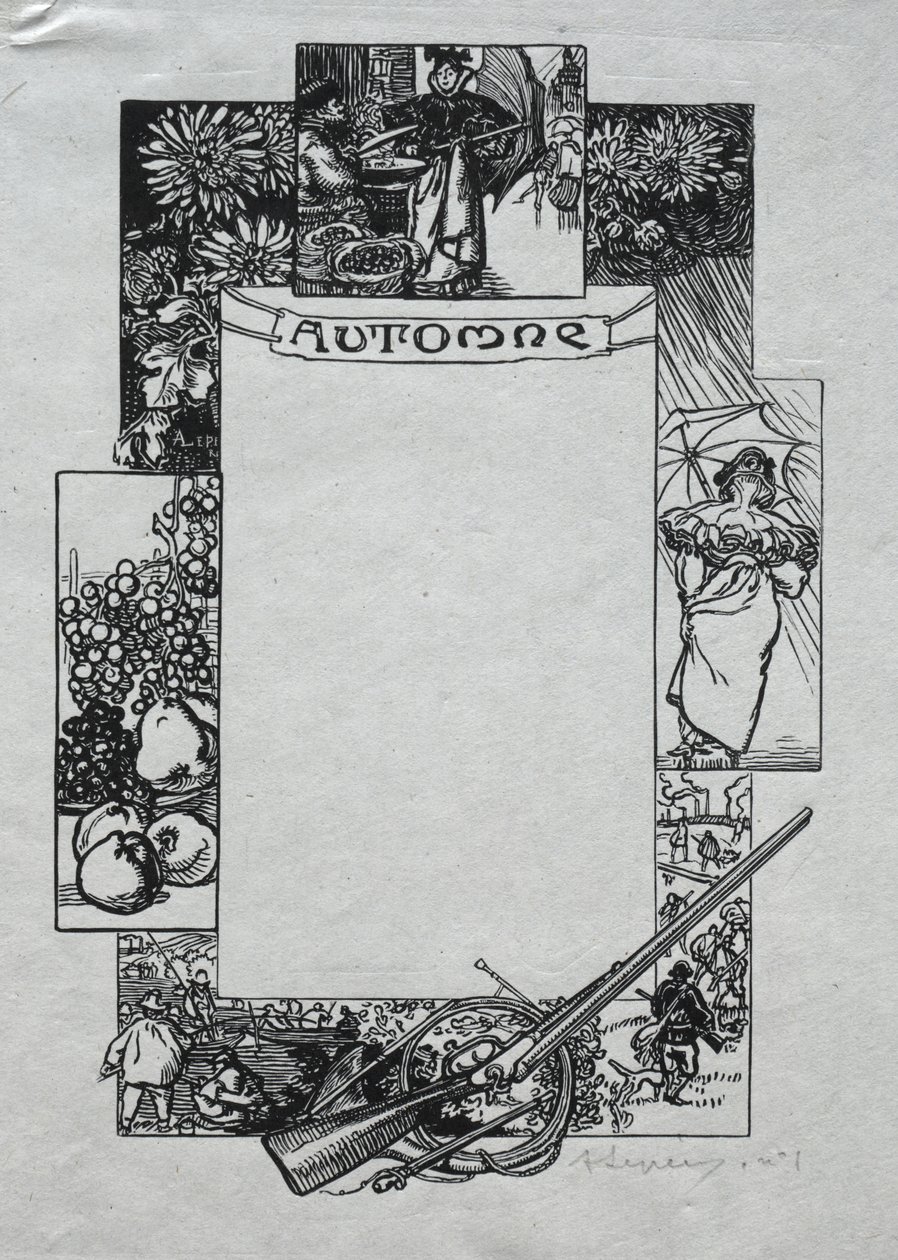 Paris-almanak, 1897: Dekorativ kant, efterår af Auguste Louis Lepère