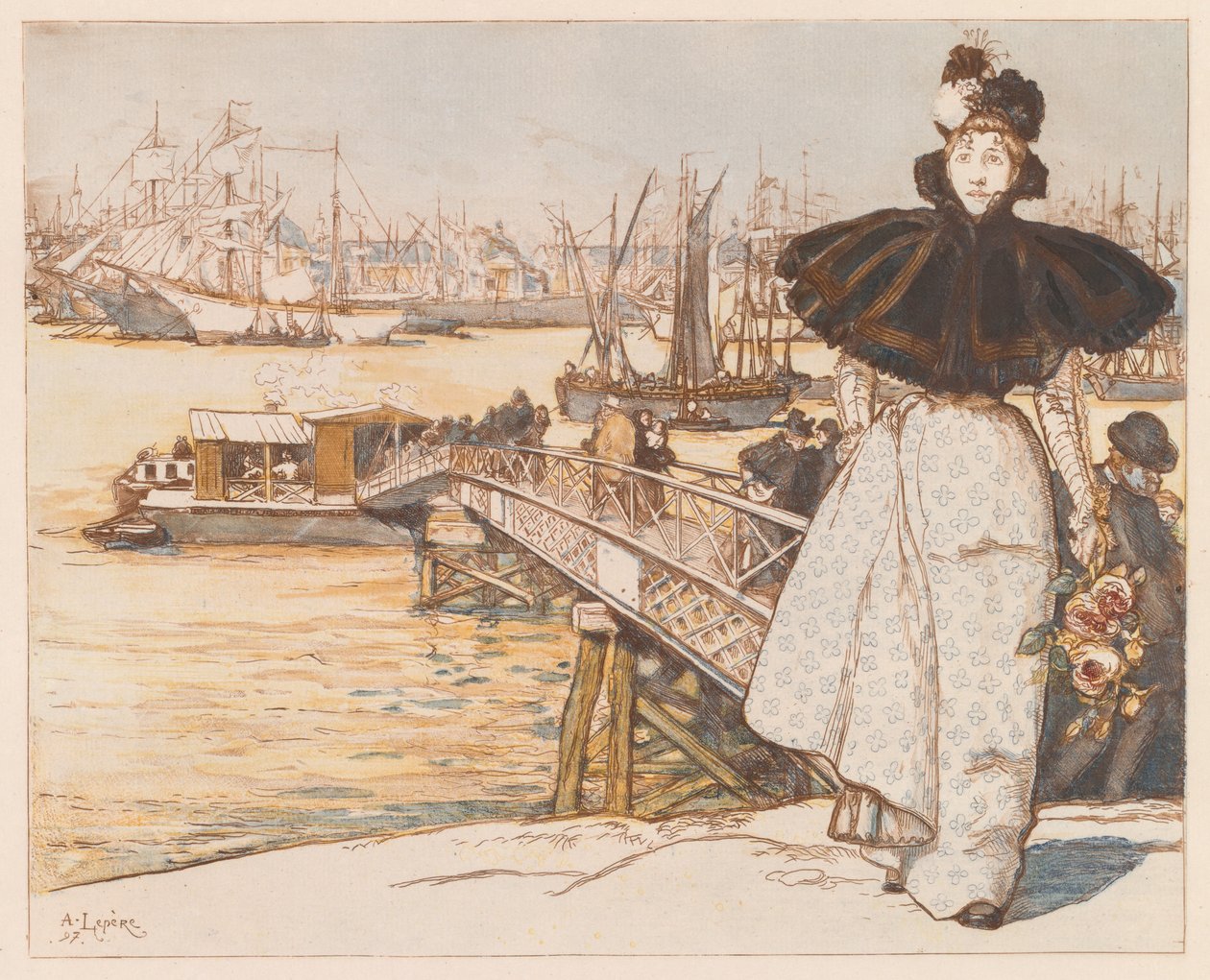 Pier on the Garonne, Bordeaux Pier on the Garonne, Bordeaux, 1897. af Auguste Louis Lepère