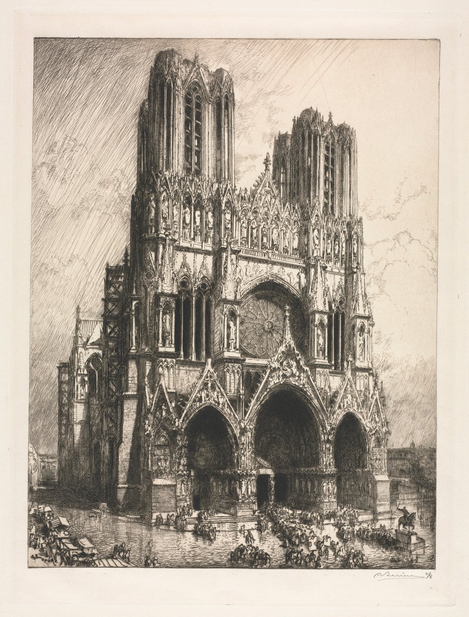 Reims katedral. af Auguste Louis Lepère