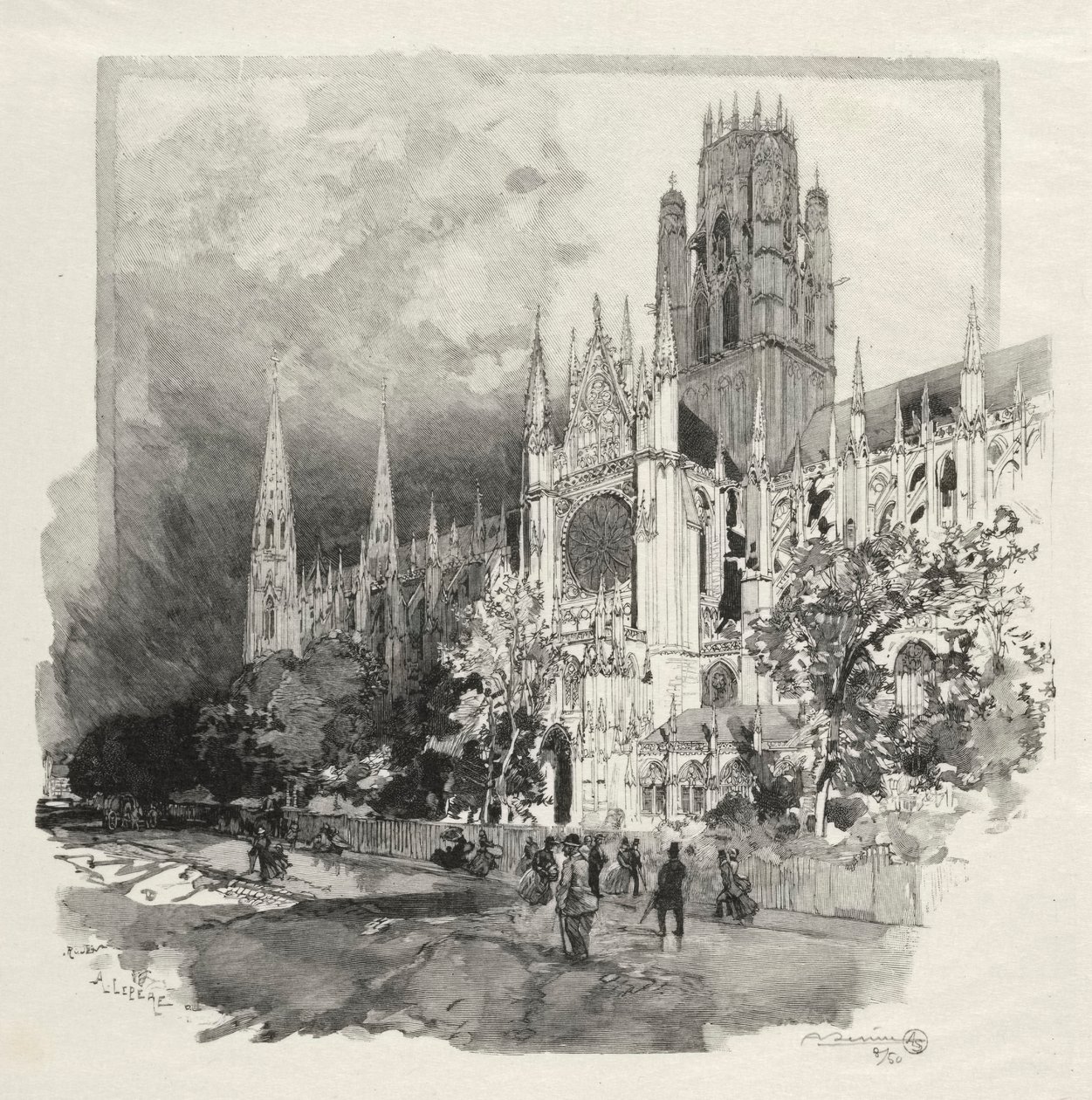 Illustreret Rouen: Saint Ouen Church af Auguste Louis Lepère