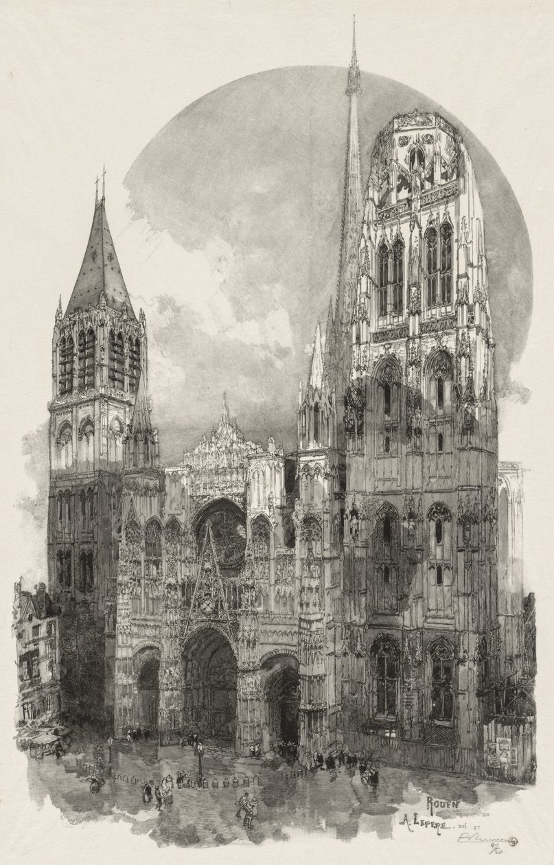 Illustreret Rouen: Katedralen i Rouen, 1888. af Auguste Louis Lepère