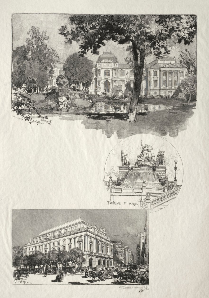 Illustreret Rouen: Museet; St. Marys Springvand; Kunstteatret af Auguste Louis Lepère