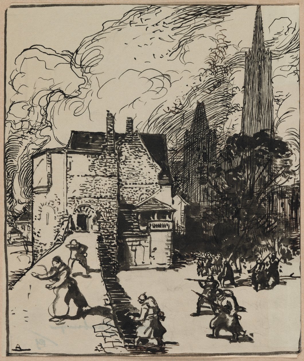 Belejringen af ​​Maubeuges, 1914. af Auguste Louis Lepère