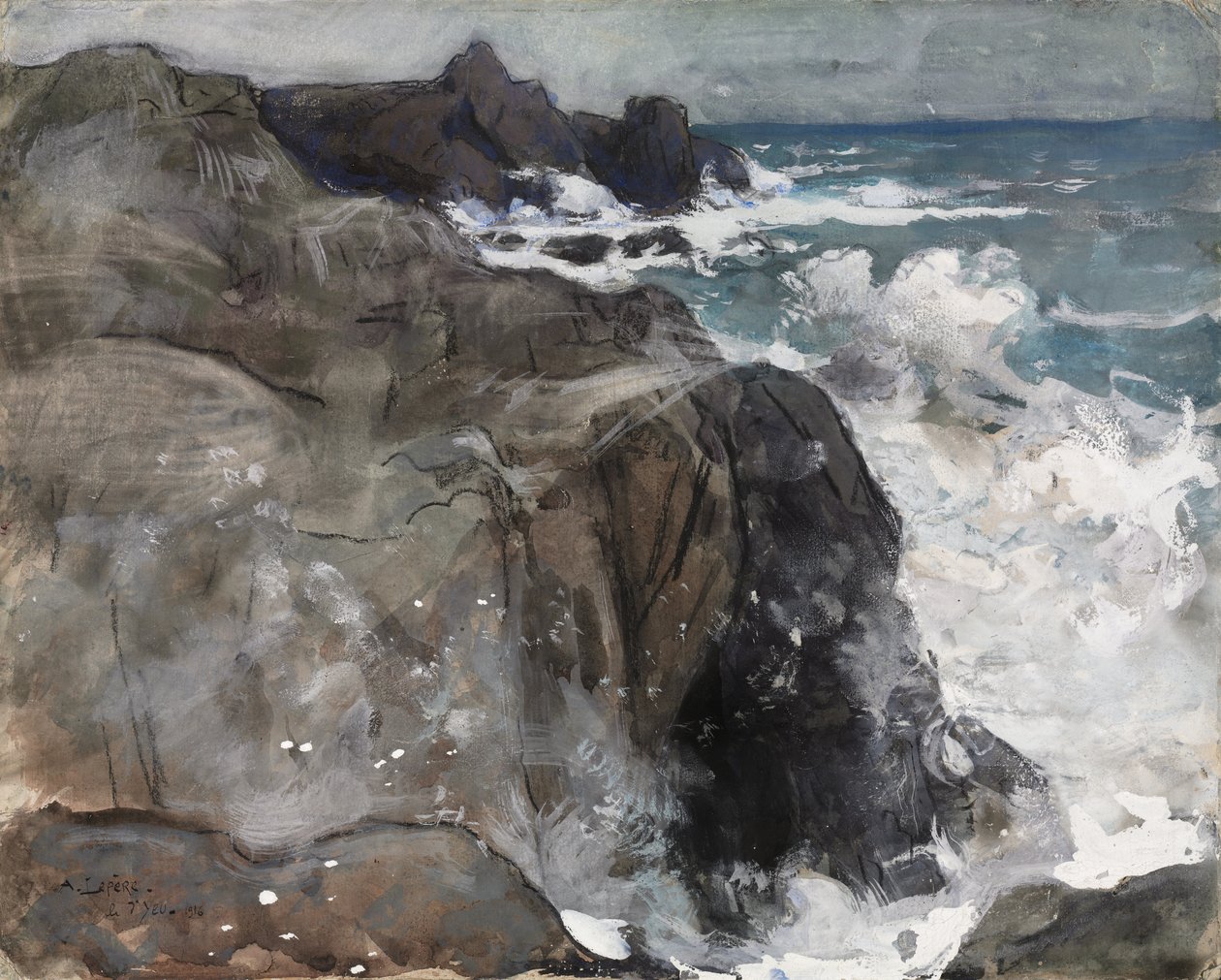 Storm på øen Yeu af Auguste Louis Lepère