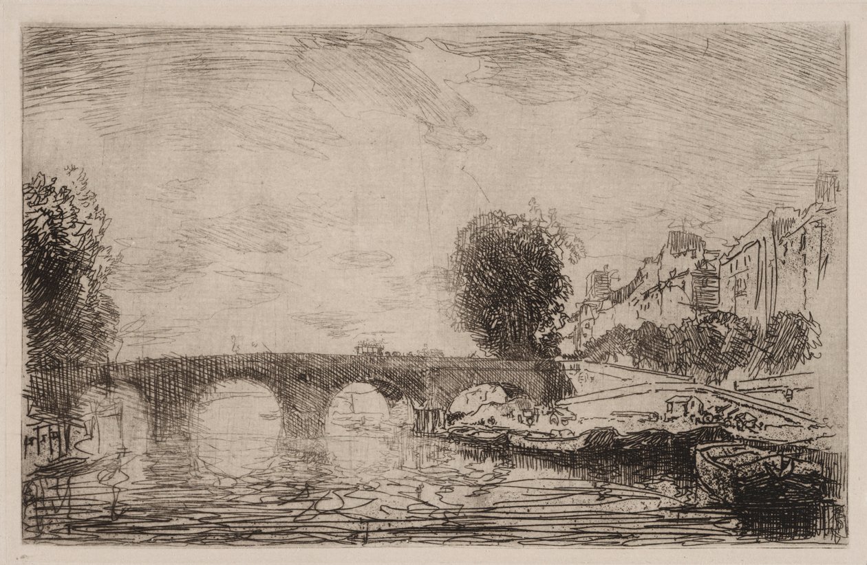 Solnedgang ved Pont Marie af Auguste Louis Lepère