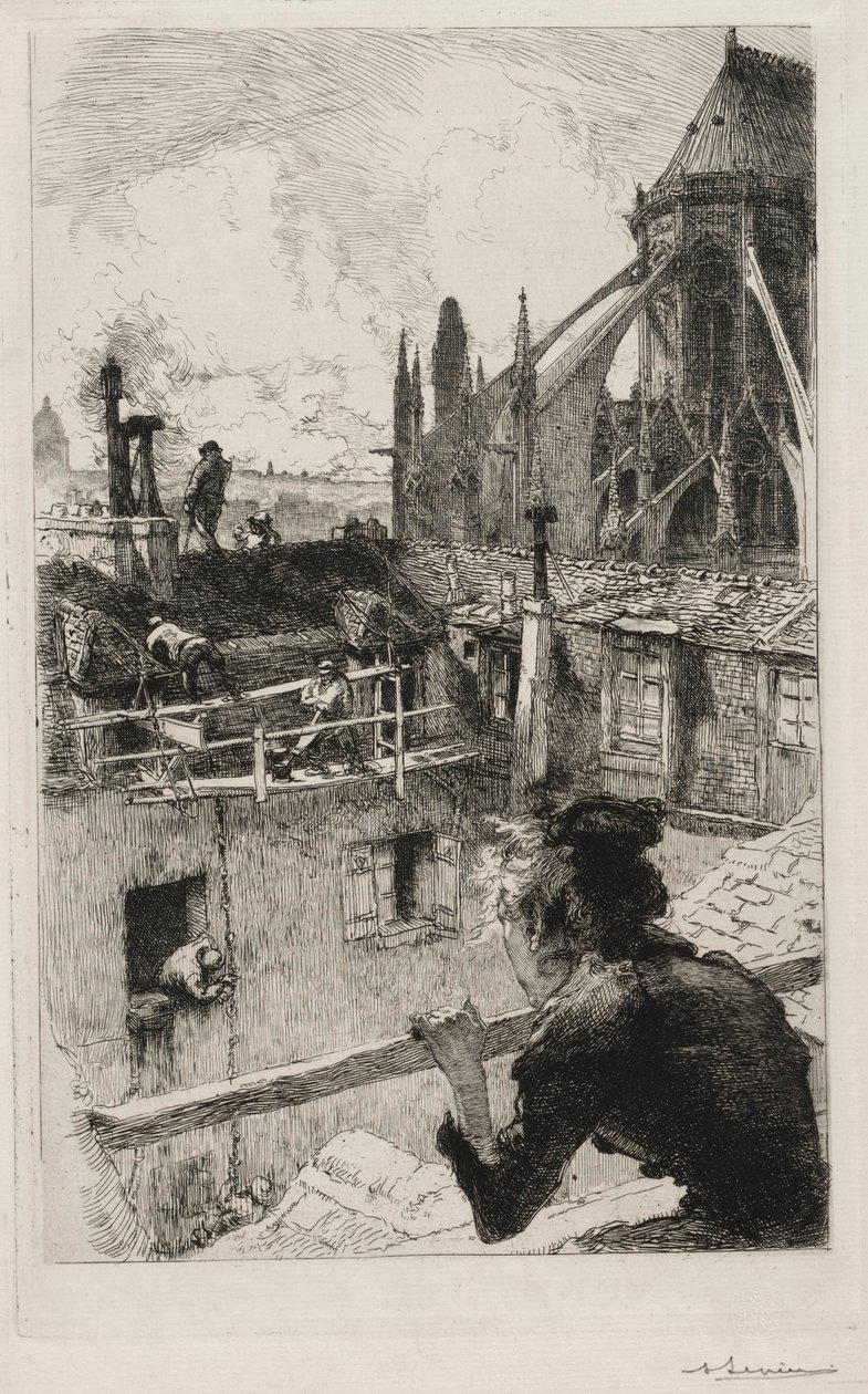 På tagene nær Notre Dame, 1893. af Auguste Louis Lepère