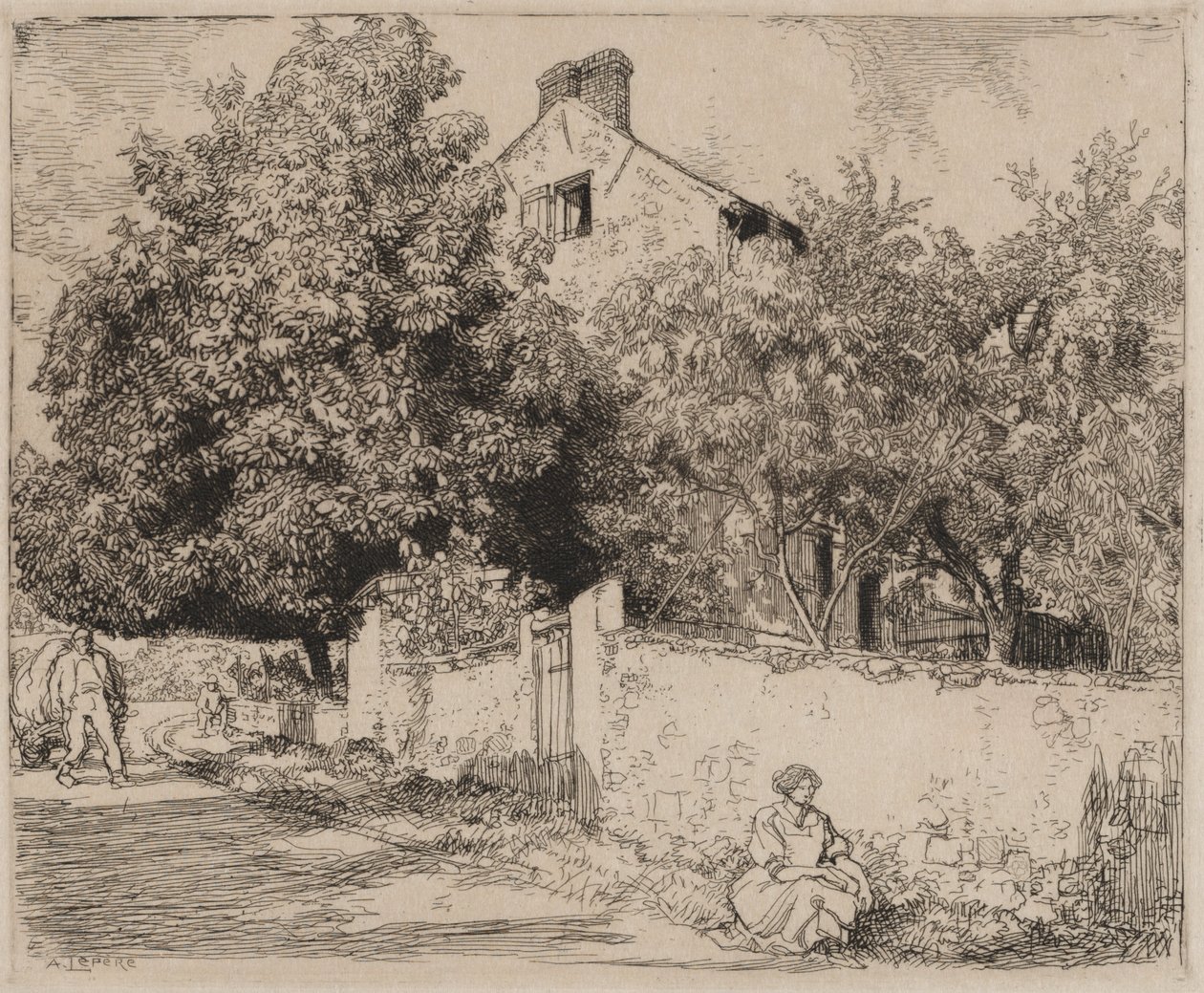 The House of Madame B., 1915. af Auguste Louis Lepère