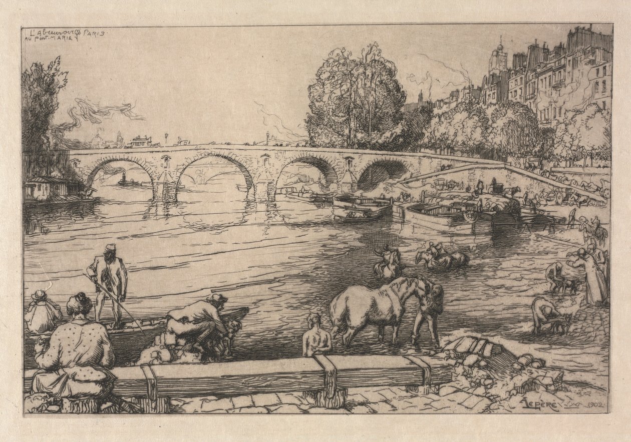 Vandingsstedet ved Mariebroen, 1902. af Auguste Louis Lepère