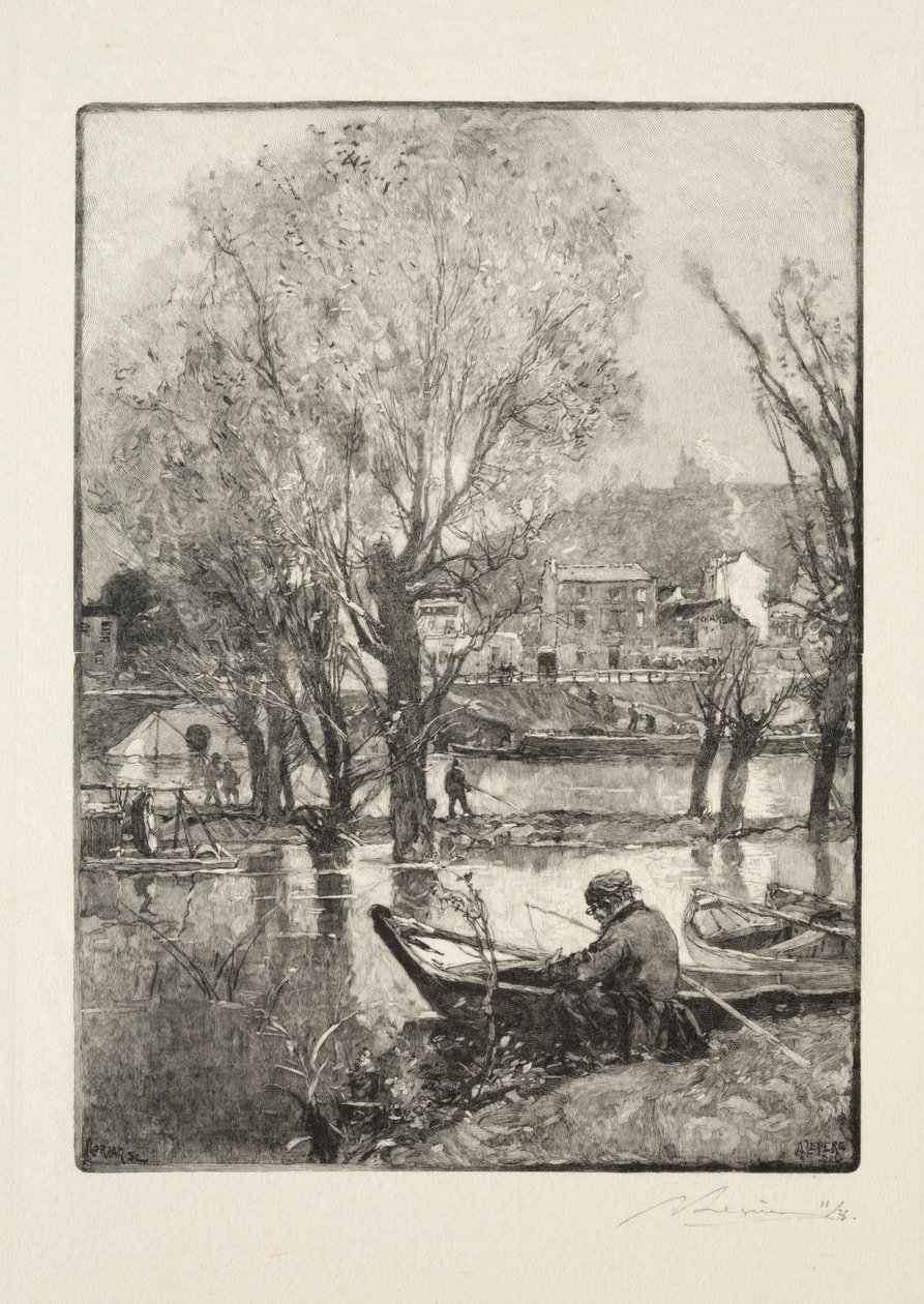 Et hjørne af Billancourt Island. af Auguste Louis Lepère