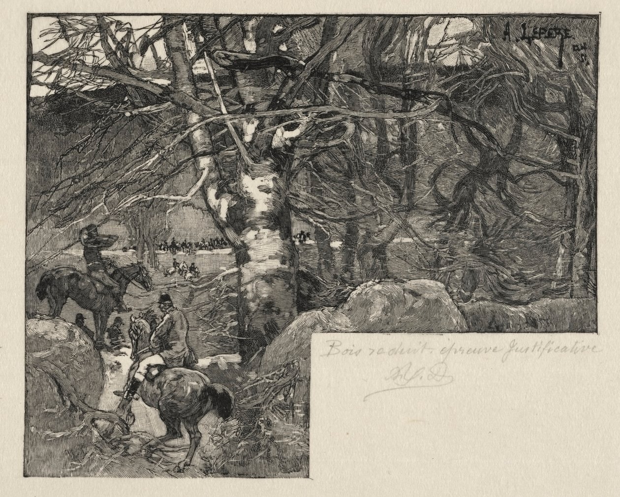 En jagt på Mont Gérard. af Auguste Louis Lepère