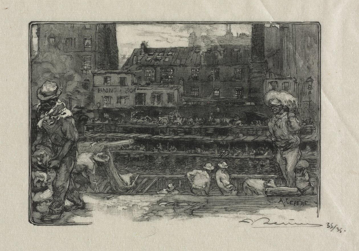 Aflæssere af Gipskanalen St. Martin, 1890. af Auguste Louis Lepère