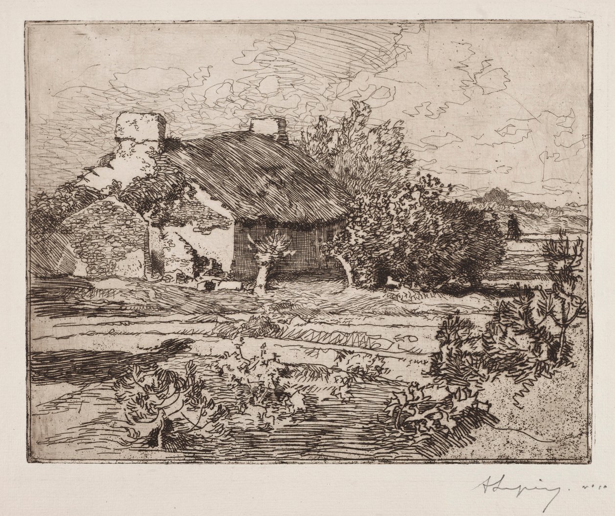 Old Bourrine, Hus i Marais, Vendée, 1892. af Auguste Louis Lepère