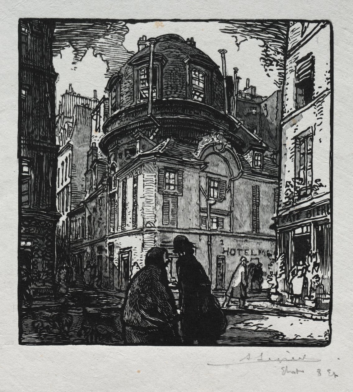 Udsigt over Hotel Colbert af Auguste Louis Lepère