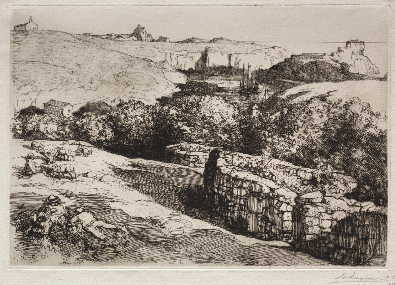 Udsigt over havnen i La Meule af Auguste Louis Lepère