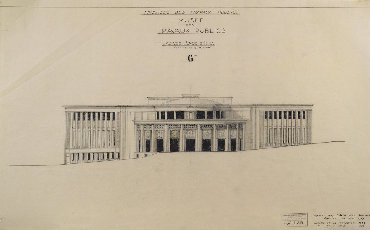Projekt for Musee des Travaux Publiques, Facade, Place d