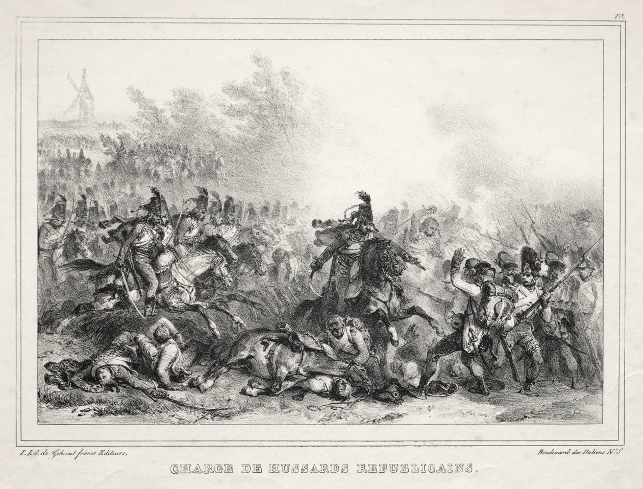 Album for 1833: Anklage over republikanske husarer af Auguste Raffet