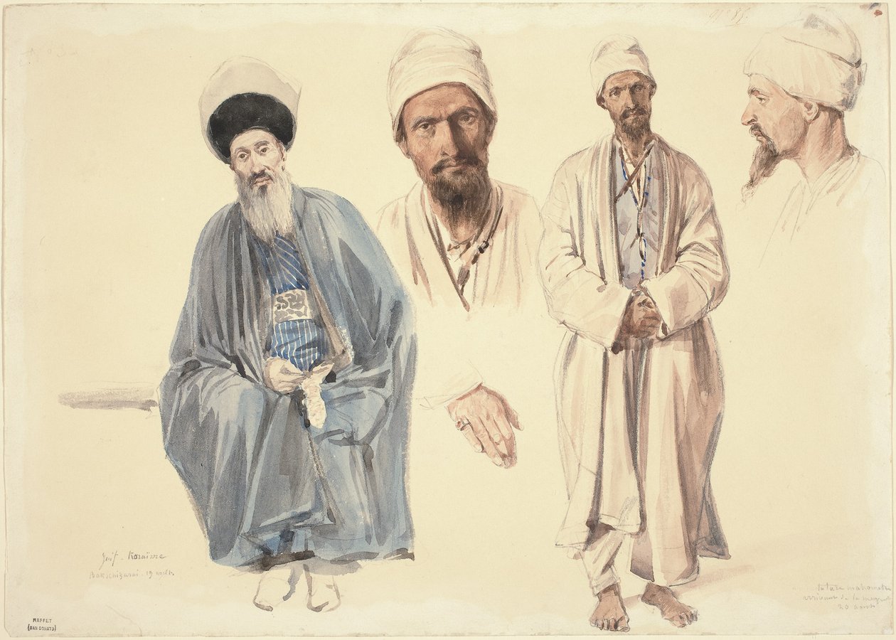En ældre jøde og en muslimsk tartar på Krim af Auguste Raffet
