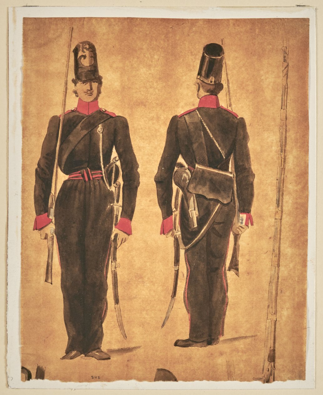 Studie af militæruniform: artilleri af Auguste Raffet