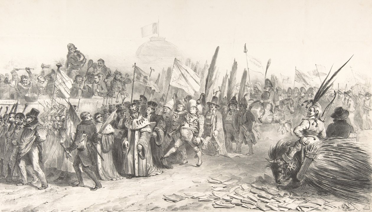 Den store anmeldelse af Juste-Milieu Passing La Caricature, 30. oktober 1832 Gran..., oktober 1832 af Auguste Raffet