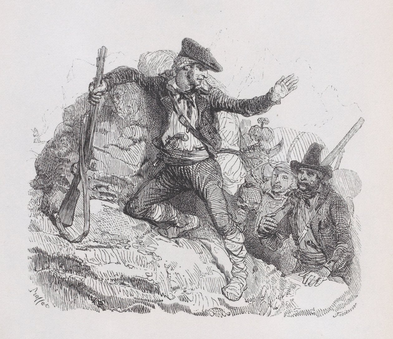 Smuglerne, fra The Complete Works of Béranger, 1836 af Auguste Raffet